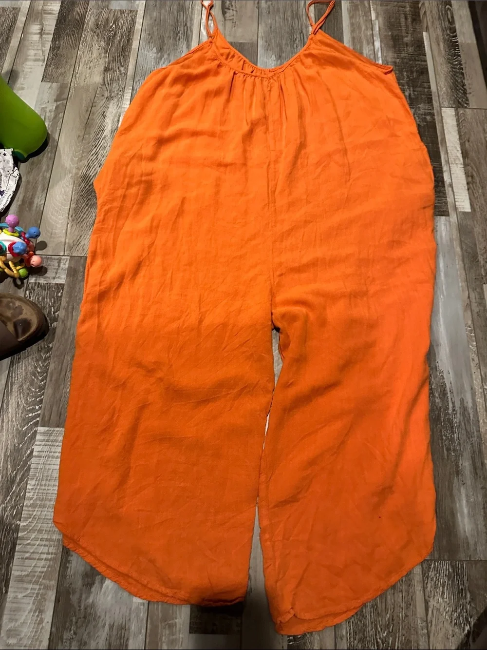 Bright Orange Spaghetti-Strap Wide-Leg Jumpsuit - Picture 3 of 3
